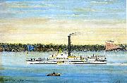 James Bard Trojan, Hudson River steamboat oil painting artist